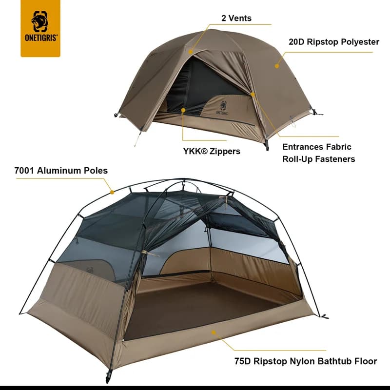 OneTigris COSMITTO 2.0 tente de Camping pour deux personnes 3 saisons installation facile tente de v