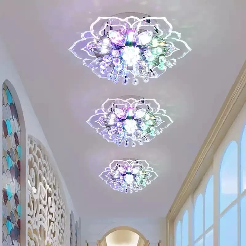 Créatif LED plafonnier cristal fleur lustre chambre couloir salon suspension lampe chambre cuisine d