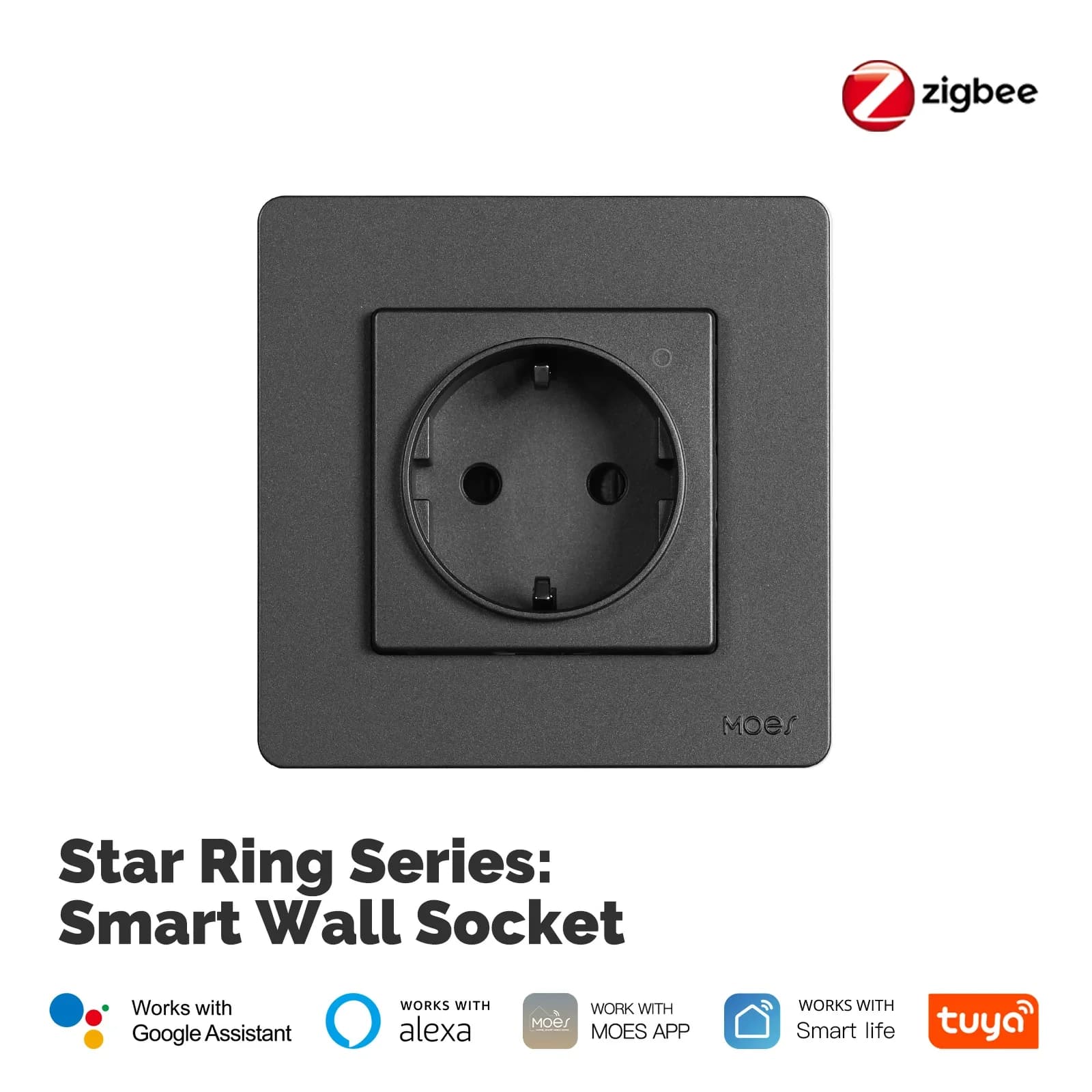 MOES Tuya ZigBee prise murale prise intégrée ue énergie moniteur intelligent indicateur App télécomm