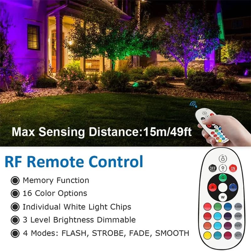 Projecteur LED d'intérieur 10W RGBW avec télécommande, changement de couleur, gradation, éclairage d