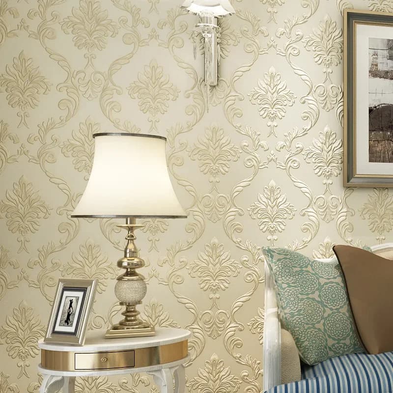 Rouleau de Papier Peint Damassé 3D de Haute Qualité, Décoration Simple et Moderne de Style Européen 