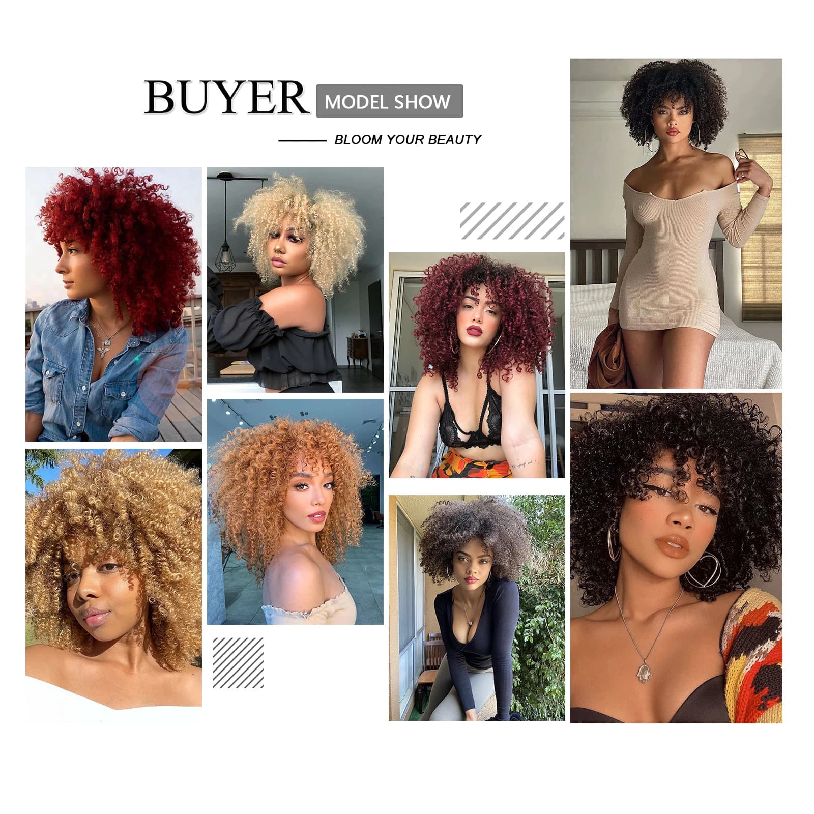 Tereshar synthétique courte bouclée avec frange pour les femmes noires 8 pouces Afro crépus bouclés 
