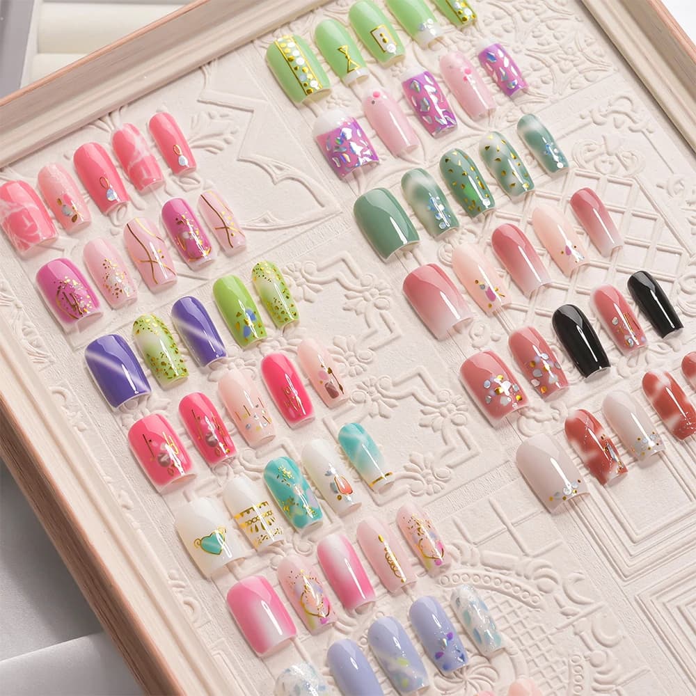 Autocollants pour ongles couleur Dopamine, 5 feuilles (80 pointes), sans cuisson, feuille/lignes 3D,