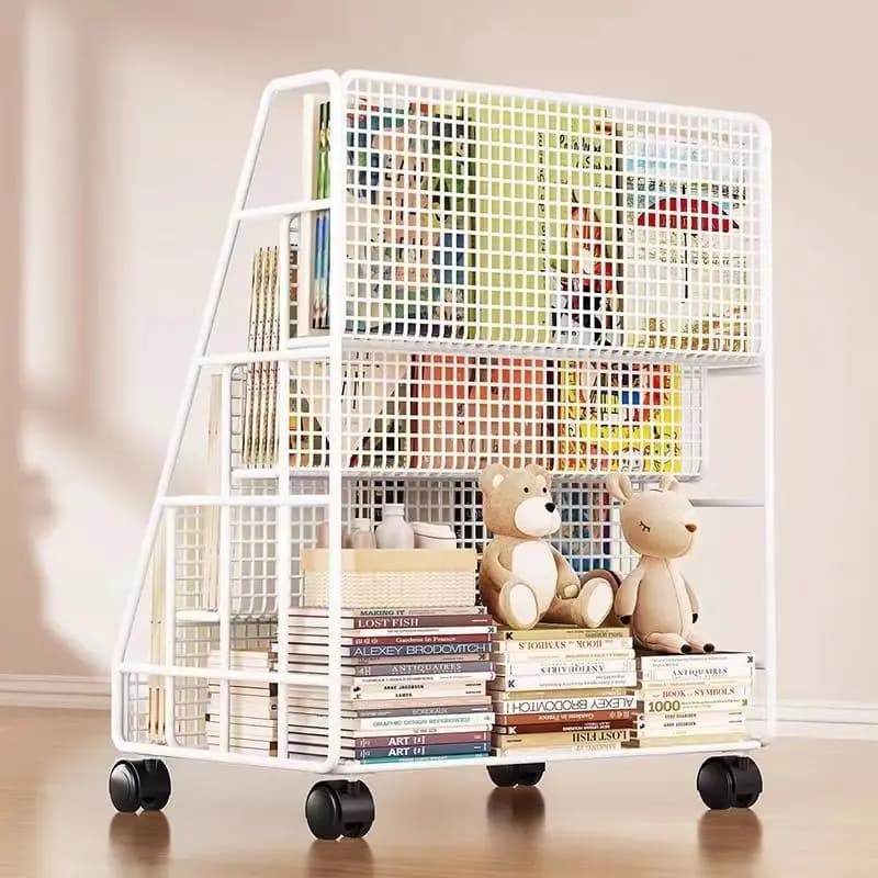 Bibliothèque Mobile pour enfants, support de rangement pour livres d'images, sous la table, roue uni