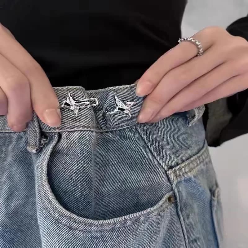 Outil de serrage de taille étoile à quatre branches de tempérament, boucle de taille réglable, jean 