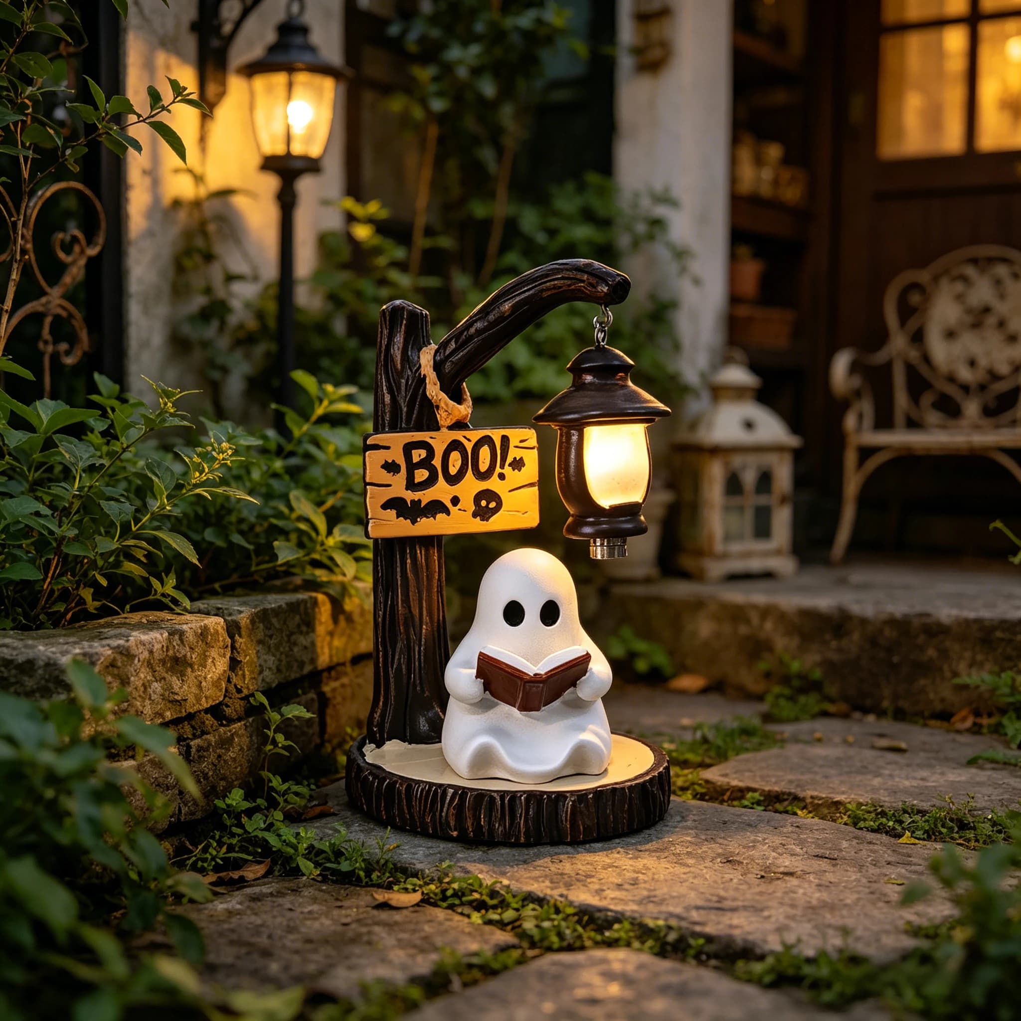Lampe de nuit LED en résine en forme de fantôme pour Halloween, décoration d'intérieur