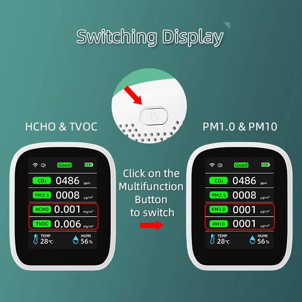 Tuya WIFI 8 en 1 moniteur de qualité de l'air CO2 HCHO TVOC PM1.0 PM2.5 PM10 testeur température hum