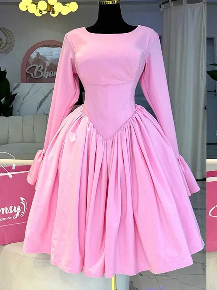 Robe de printemps Sexy pour femmes, Vintage, Corset, avec manches, élégante, dos nu, romantique, ros
