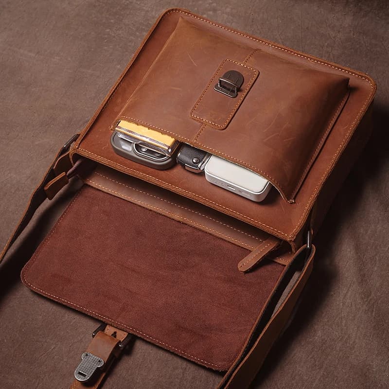 GURO marque de luxe en cuir véritable sac à bandoulière hommes Crazy Horse peau de vache sac de mess