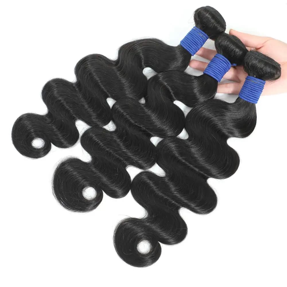 Extensions de cheveux humains brésiliens Remy non traités, ondulés, double épaisseur, 3 ou 4 paquets