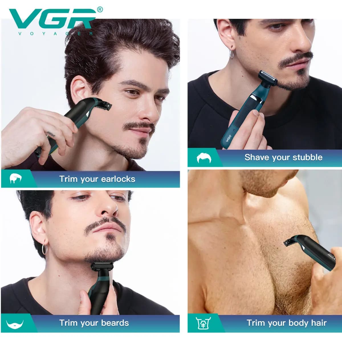 VGR Étanche Rasoir Électrique pour Hommes Corps Tondeuse Bikini Tondeuse Rasoir pour Zones Intimes É