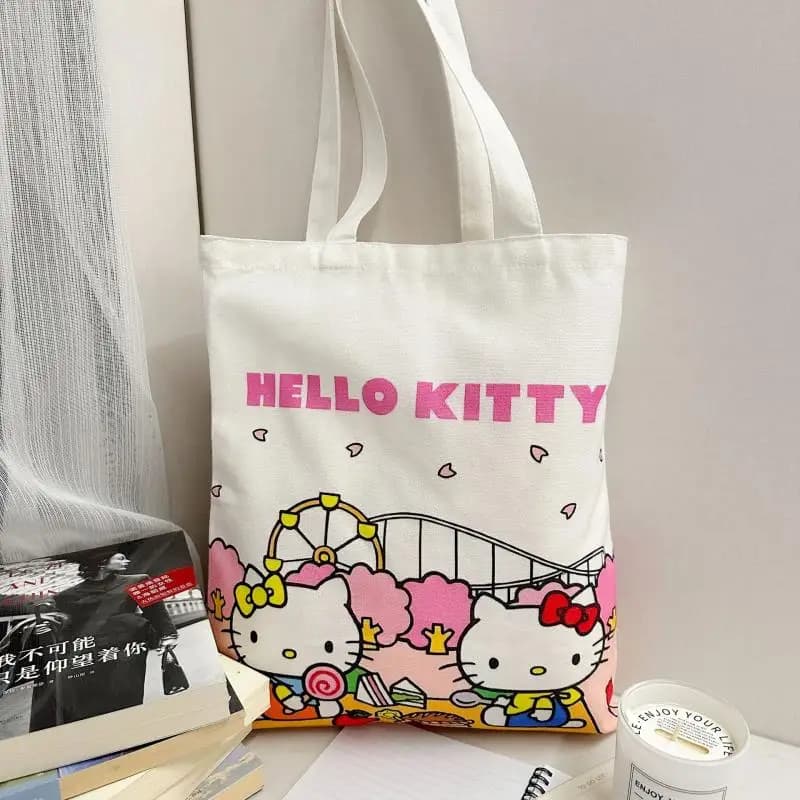 Hello Kitty – sac à main de grande capacité, sac à bandoulière en toile de dessin animé, sacoche de 