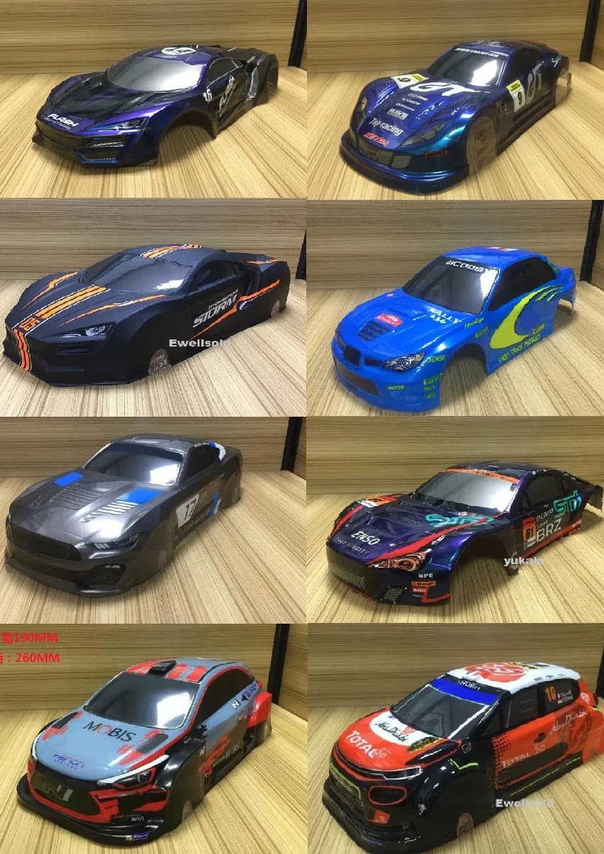 Coque de carrosserie peinte en PVC, 9 styles, accessoires pour voitures de course R/C à échelle 1/10