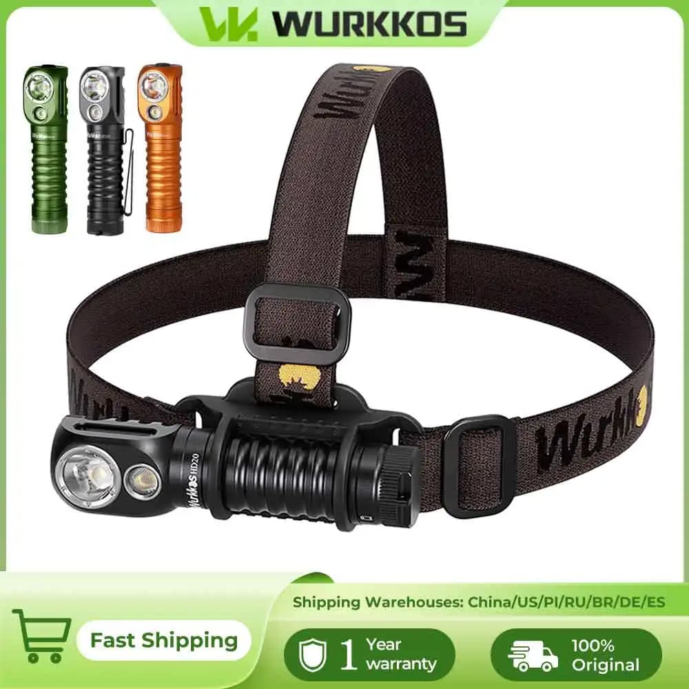 Lampe frontale Wurkkos HD20 21700, lampe de pêche, 2000 Lm, double LED, recharge USB, capuchon magné
