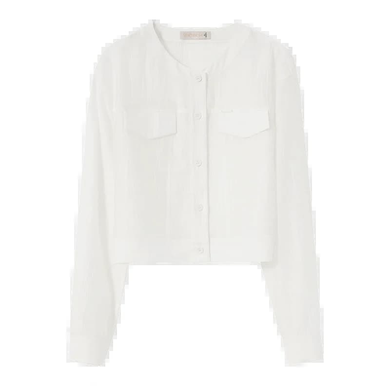 Chemise femme SENTUBILA en Lyocell, col rond uni, manches longues, simple boutonnage, nouvelle colle