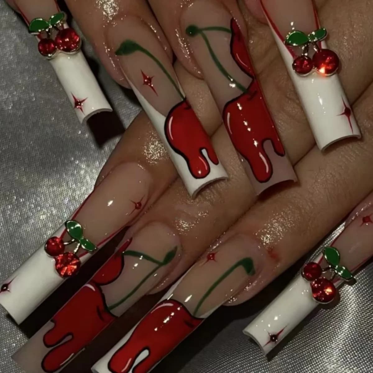 24 pièces longue tête carrée couverture complète ongles conseils blanc français faux ongles 3D ceris