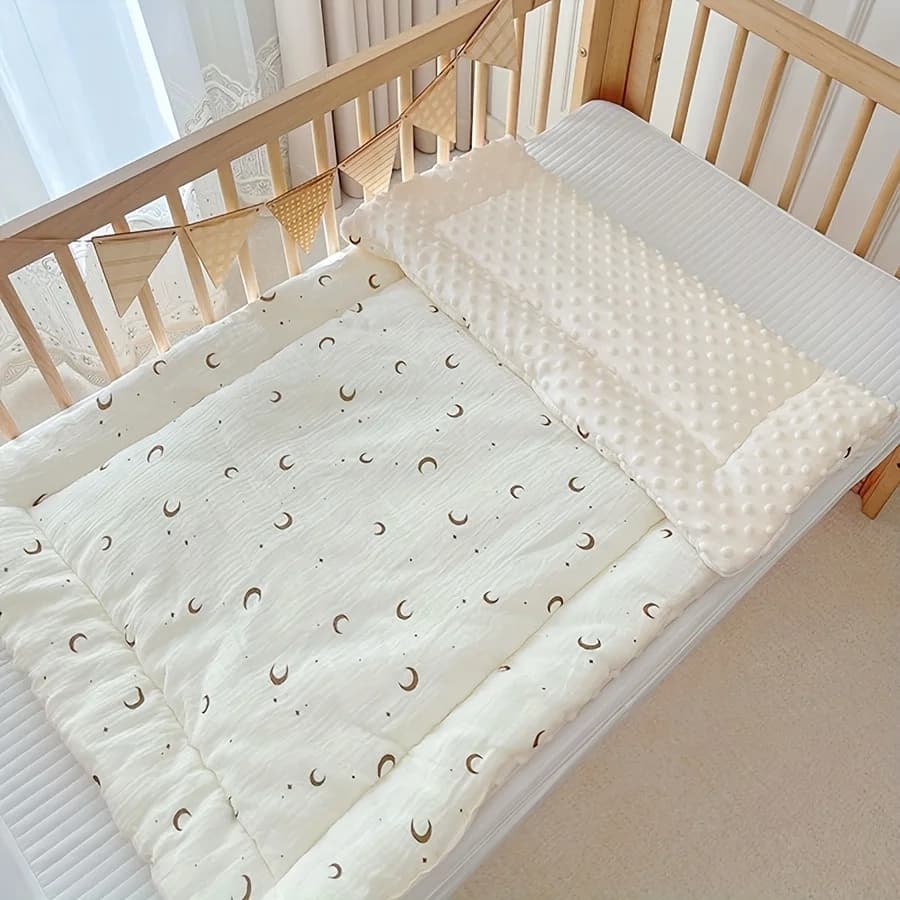 Matelas pour bébé 110x63cm, en polyester doux, double face, confortable, parfait pour les nouveau-né