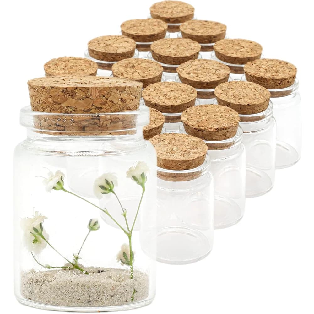 Mini bocaux en verre HI avec bouchons en liège, petits pots de sort, bouteille de souhait, bouteille