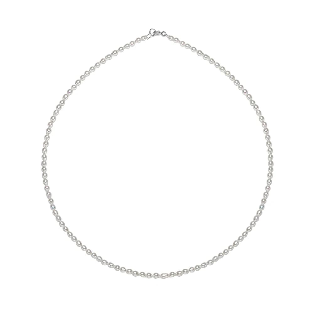 Dainashi 925 argent Sterling 2.5-3.5mm forme de riz colliers de perles d'eau douce 40cm de longueur 