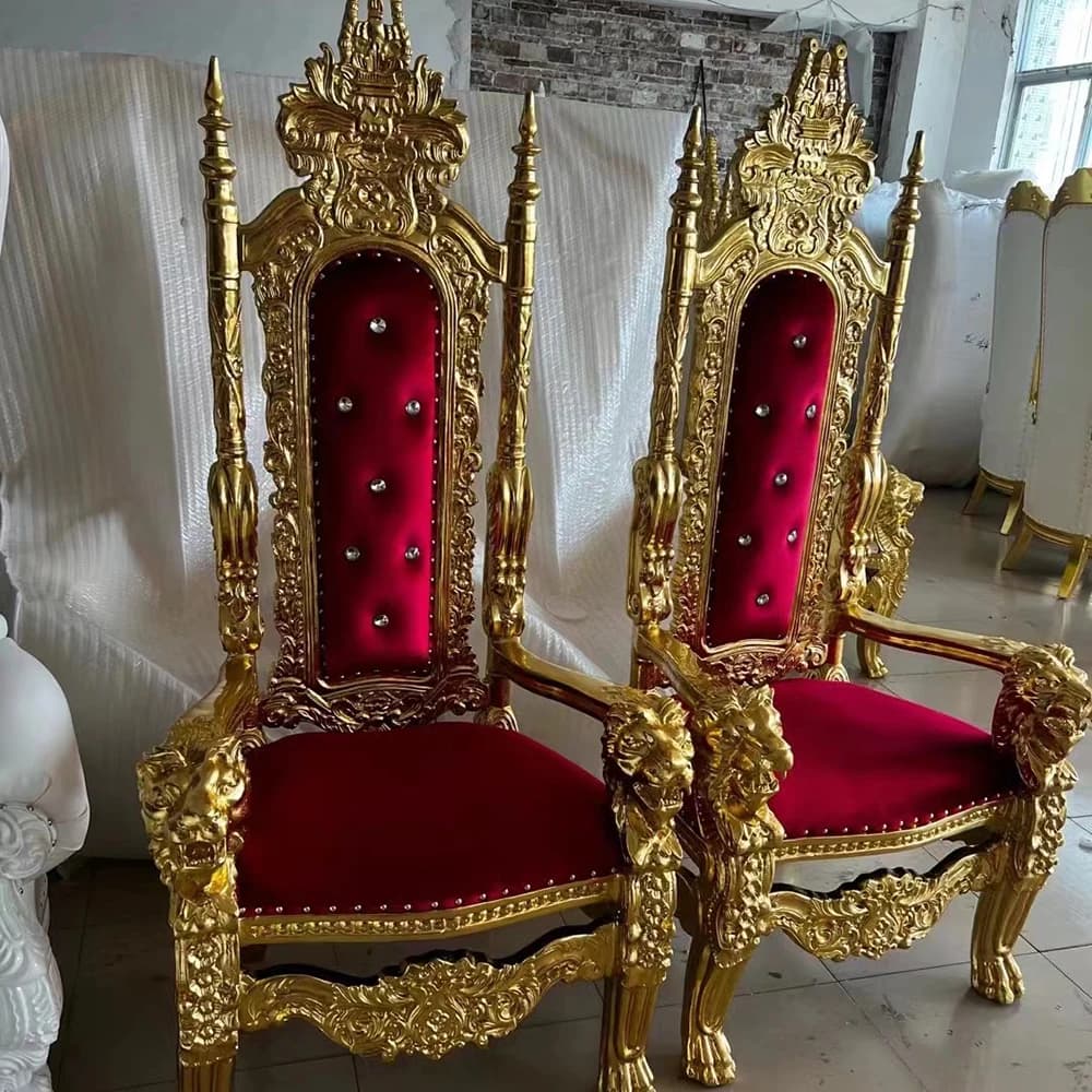 Chaise de luxe Royal King Throne à dossier haut pour marié et mariée, meubles d'hôtel de haute quali