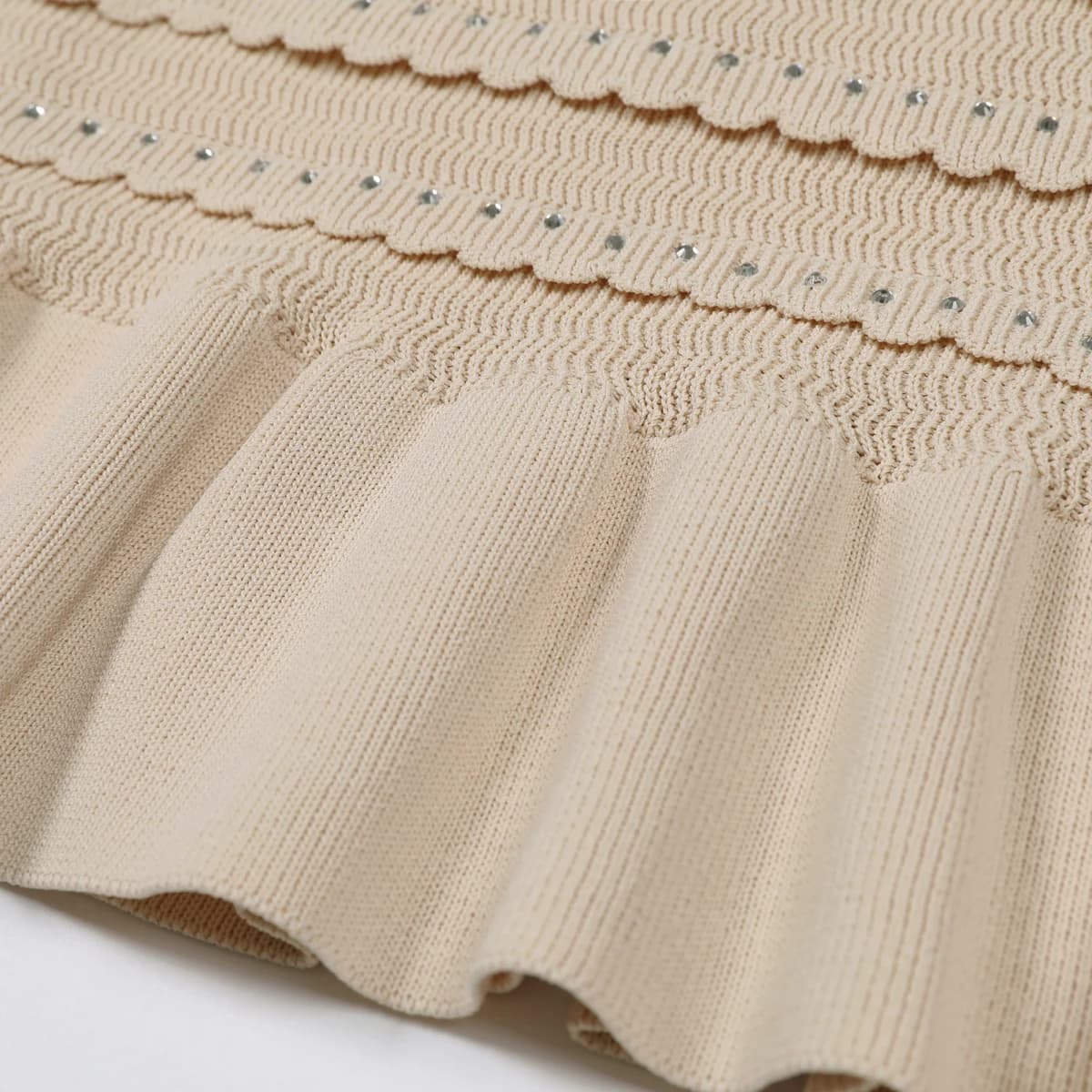Ensemble Cardigan + camisole + jupe demi-jupe en dentelle tricotée avec strass, quatre couleurs, hau