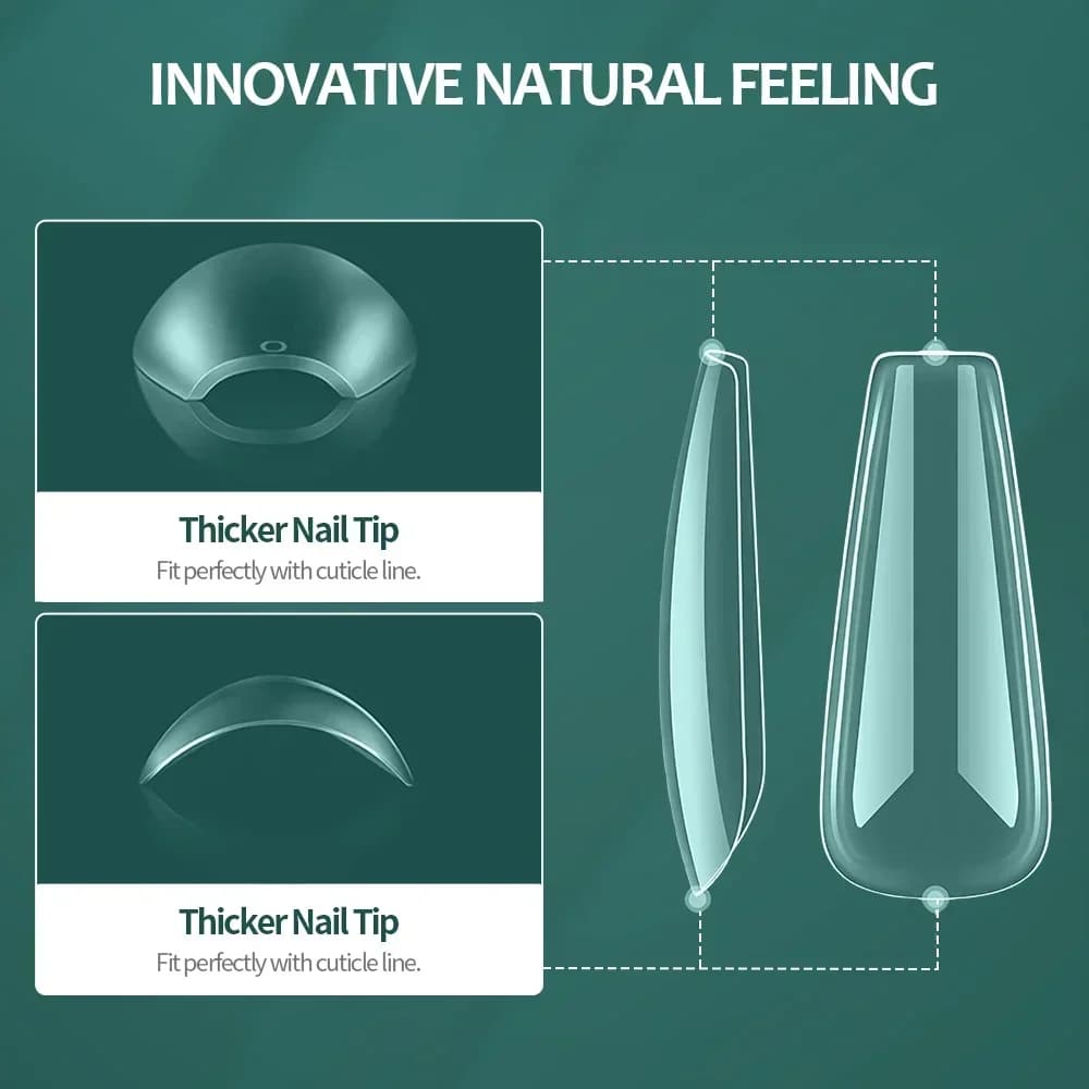 Nailpop 600 pièces Gel doux X ongles conseils couverture complète cercueil Stiletto faux ongles Extr