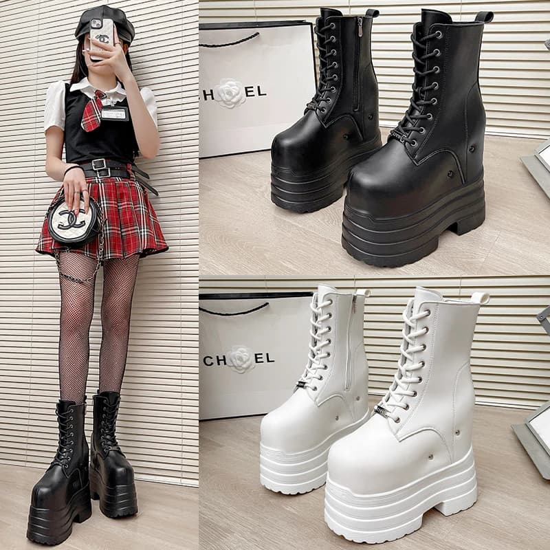 Talons Ultra hauts ~ bottes rehaussantes de 24cm pour femmes, nouvelles bottes courtes de grande tai