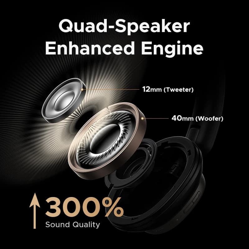 UGREEN Studio Pro 48dB ANC casque sans fil sur l'oreille Bluetooth écouteurs suppression Active du b