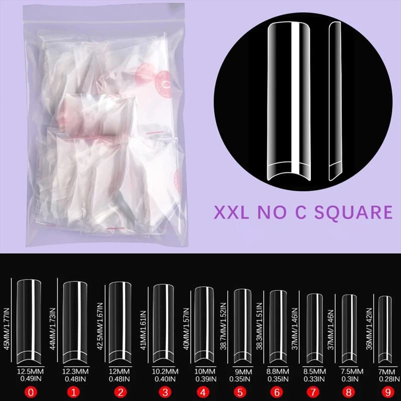 500 pièces XXL No C courbe ongles conseils pour ongles en acrylique, ensemble professionnel, droit c