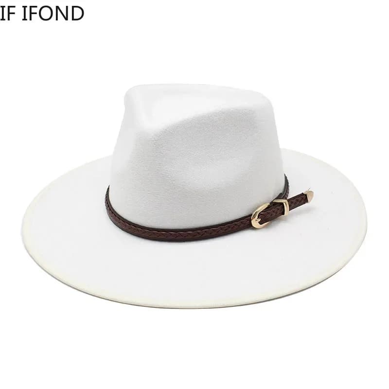Chapeau Fedora en laine pour hommes et femmes, Simple, à large bord, Vintage, en feutre, Jazz, nouve