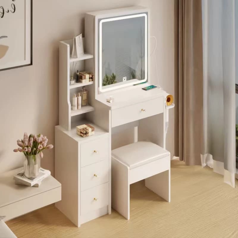 Support de sèche-cheveux tactile extra large, 2 AC + 2 USB Power Station, Table de chevet, Tabouret 