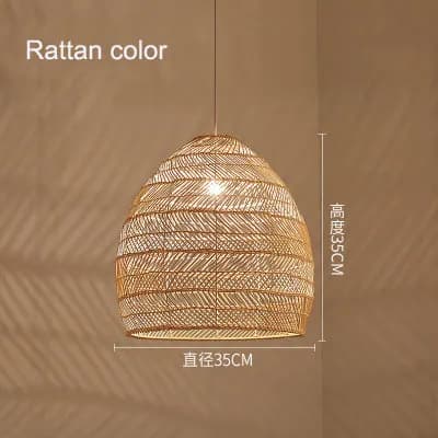 Lustre en rotin tressé de style pastoral chinois pour restaurant japonais, bar, chambre, bureau, sal