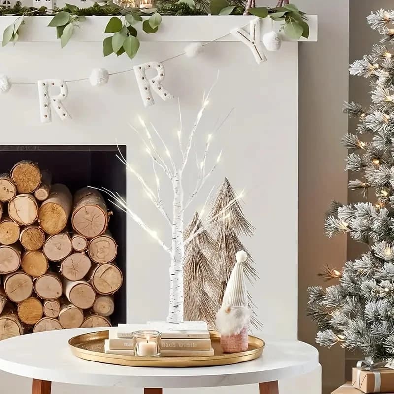 24 Led arbre scintillant de pâques fée lumière Branches d'arbre de bouleau 3AA et USB alimenté arbre