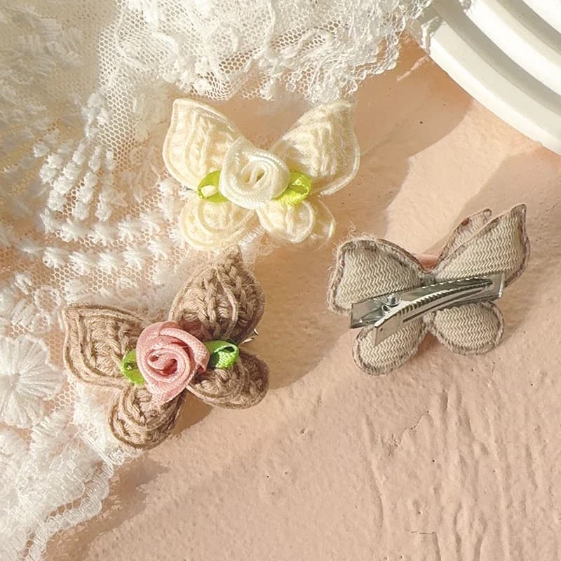 Pinces à cheveux en laine pour enfants, 4 pièces, douces et mignonnes, couvre-chef en tricot, Croche