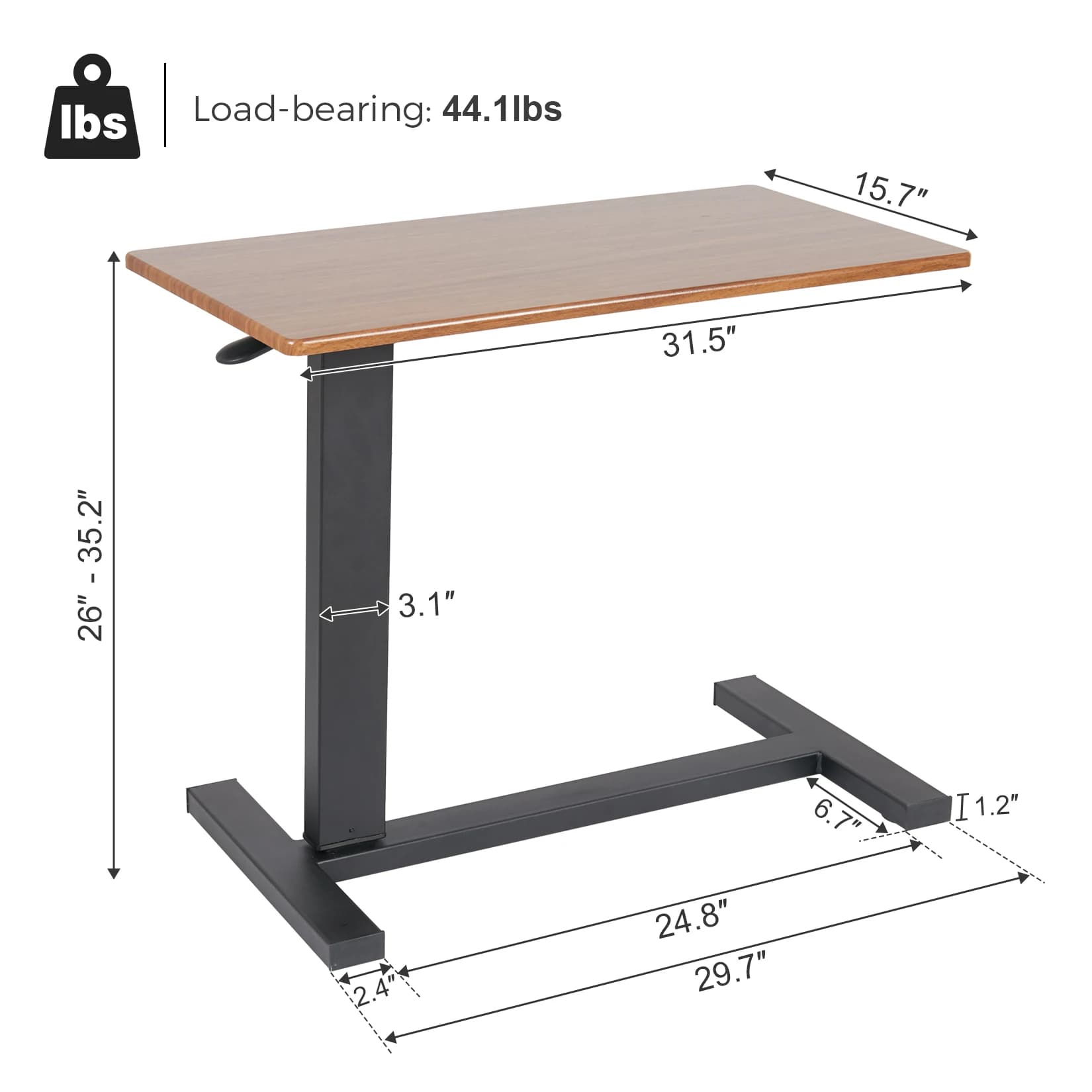 Chariot roulant réglable, Table de chevet, bureau pour ordinateur portable, lit médical pour la mais
