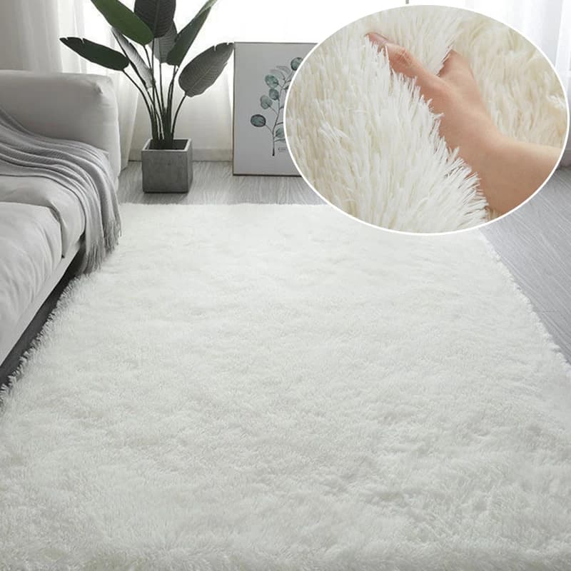 Tapis Shaggy doux pour salon, tapis moelleux pour enfants, grand tapis en peluche Beige pour chambre