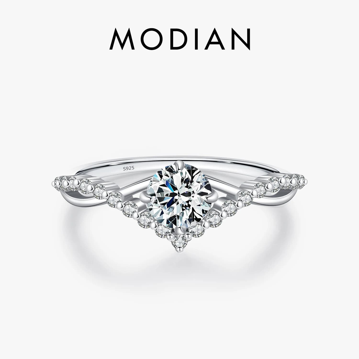 MODIAN couronne D couleur Moissanite bague délicate laboratoire diamant bague 925 en argent Sterling