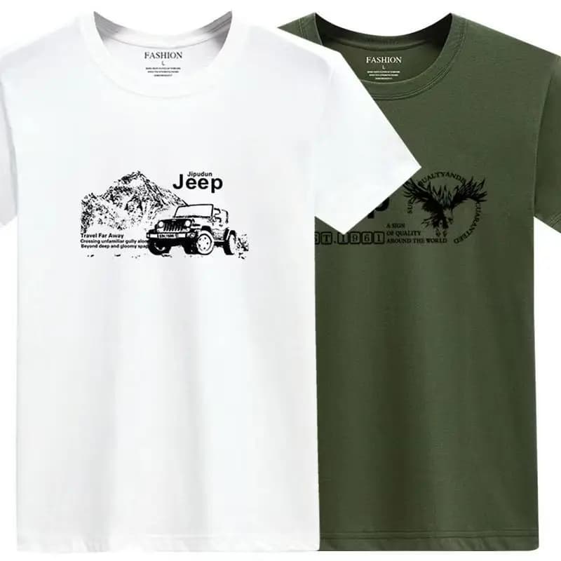T-shirt Homme Jeep 2026 Nouvelle Collection Haute Qualité Été 100% Coton Épais Imprimé Sport Respira