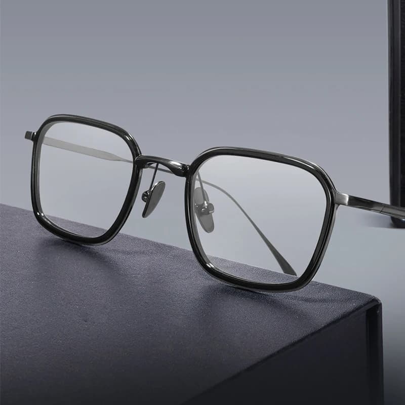 Monture de lunettes carrée en acétate et titane de marque japonaise, pour hommes d'affaires, de luxe
