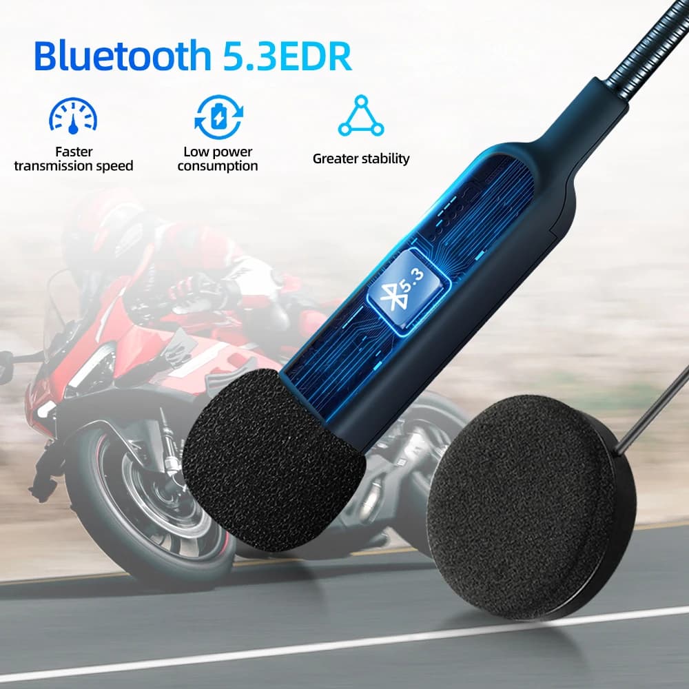 Casque de moto sans fil Bluetooth BT30, BT5.3, casque d'équitation, téléphone de sauna, anti-interfé