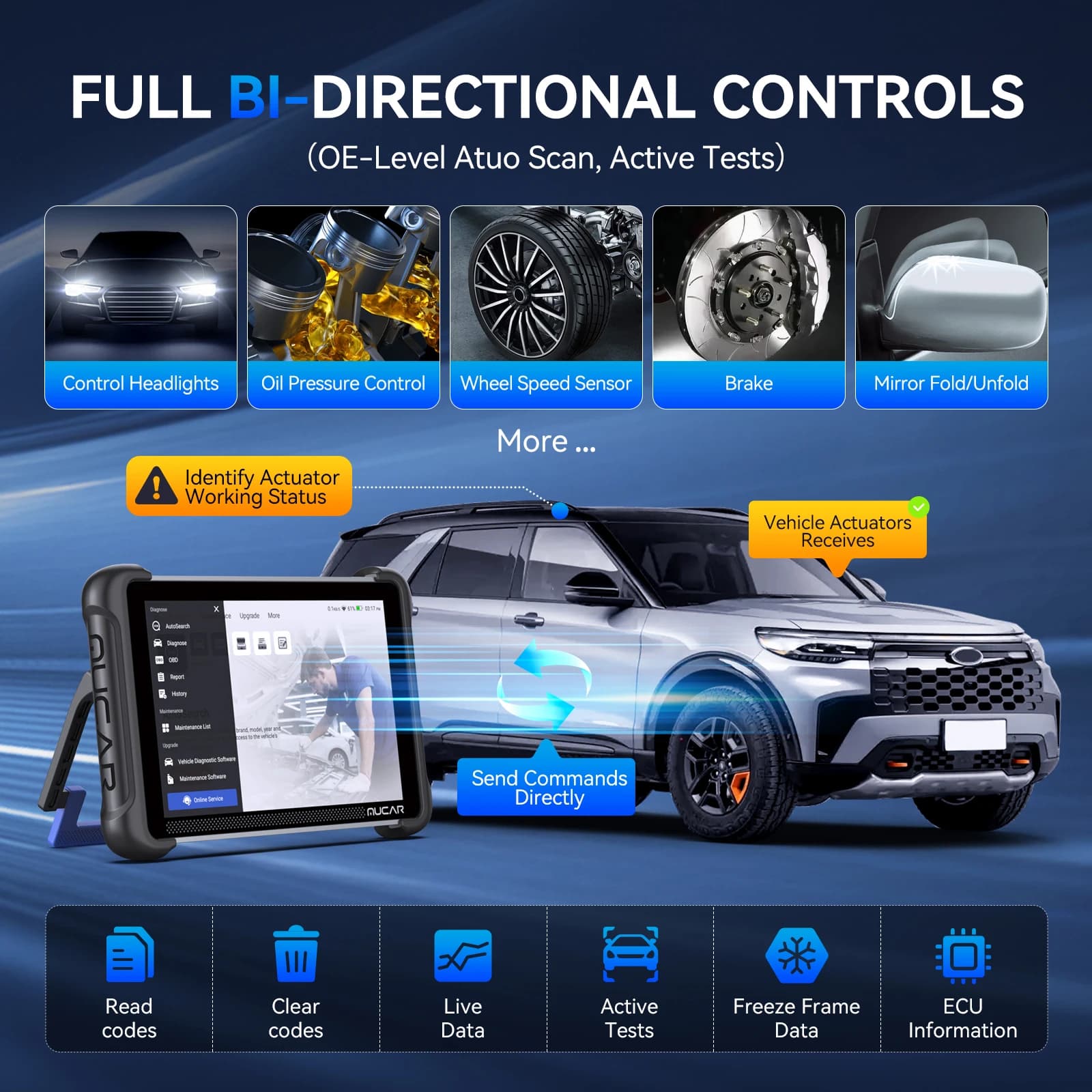 MUCAR 892BT Outil de diagnostic OBD2 assisté par IA Scanner CAN FD/DOIP OBD 2 Diagnostic de tous les