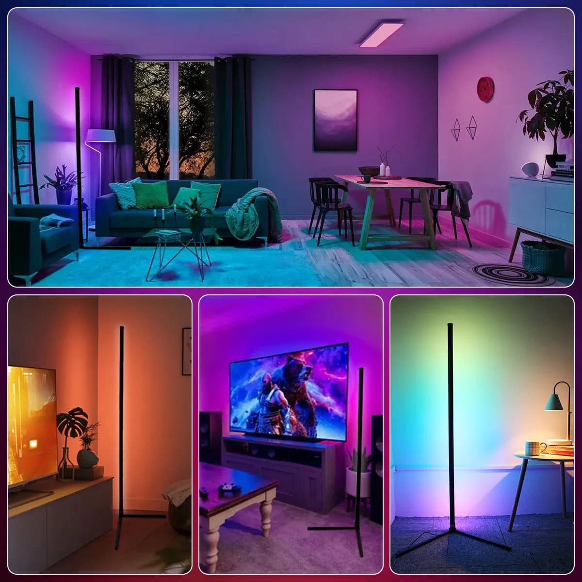 160cm Smart Tuya coin lampadaire Dimmable RGB LED moderne humeur éclairage Alexa support lumières po