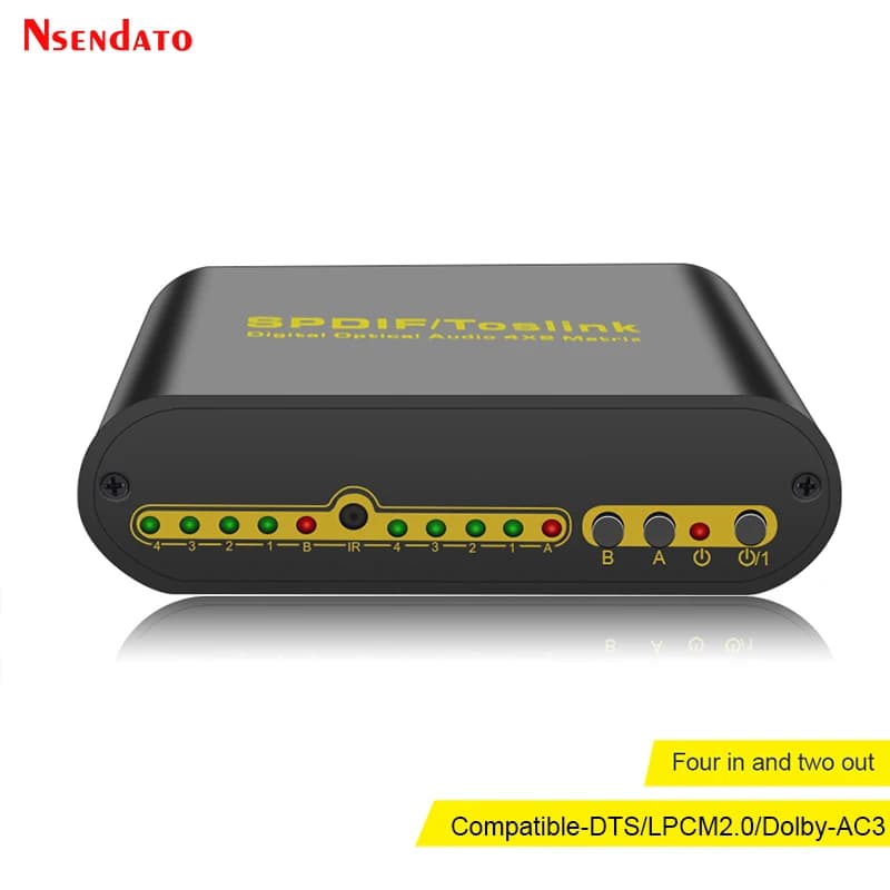 Commutateur audio numérique optique SPDIF Toslink True Matrix 4x2, 4 entrées 2 sorties, avec câble o