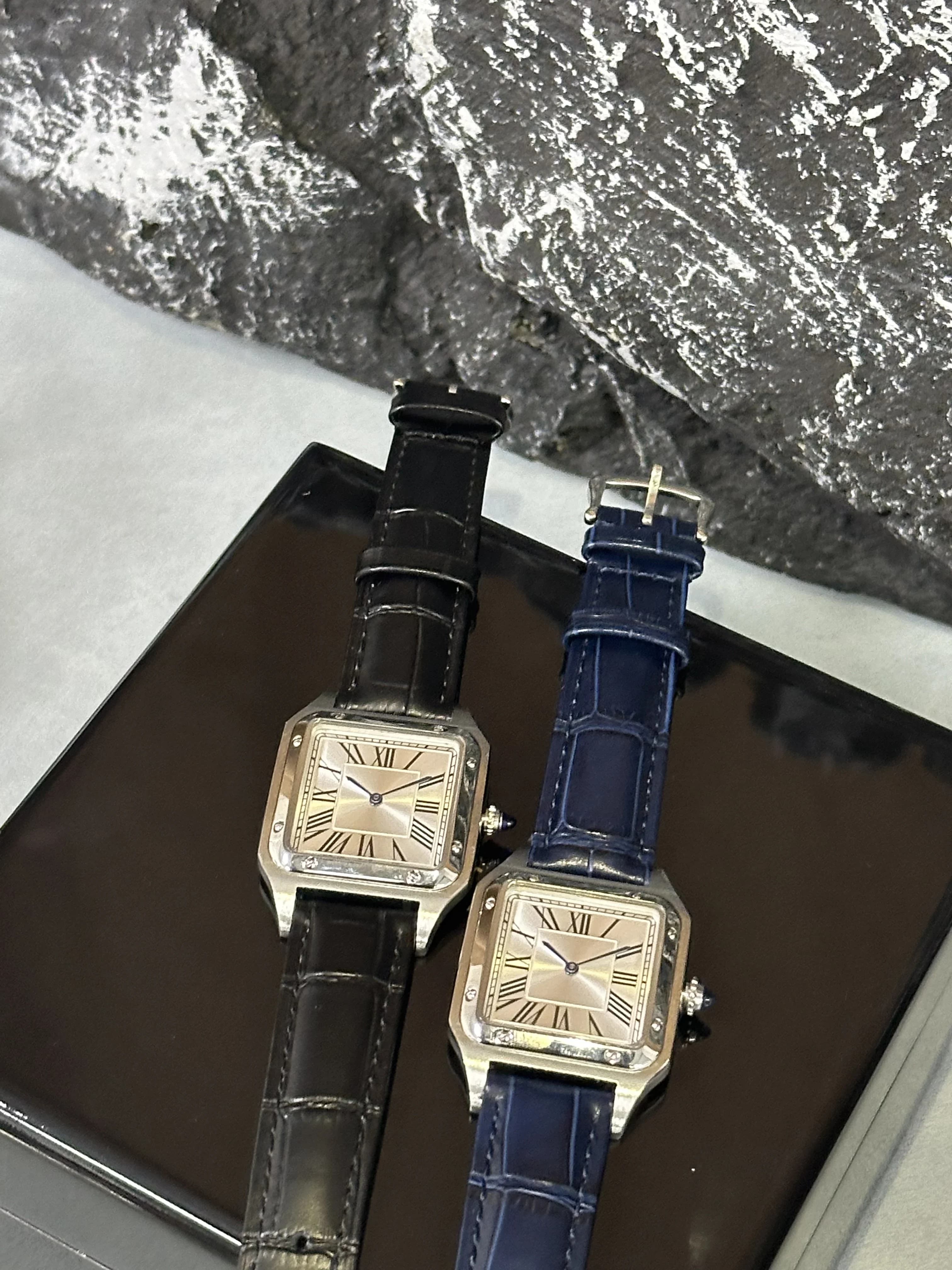Montre à Quartz de luxe pour hommes, cadran carré à chiffres romains, tendance, décontractée, bracel