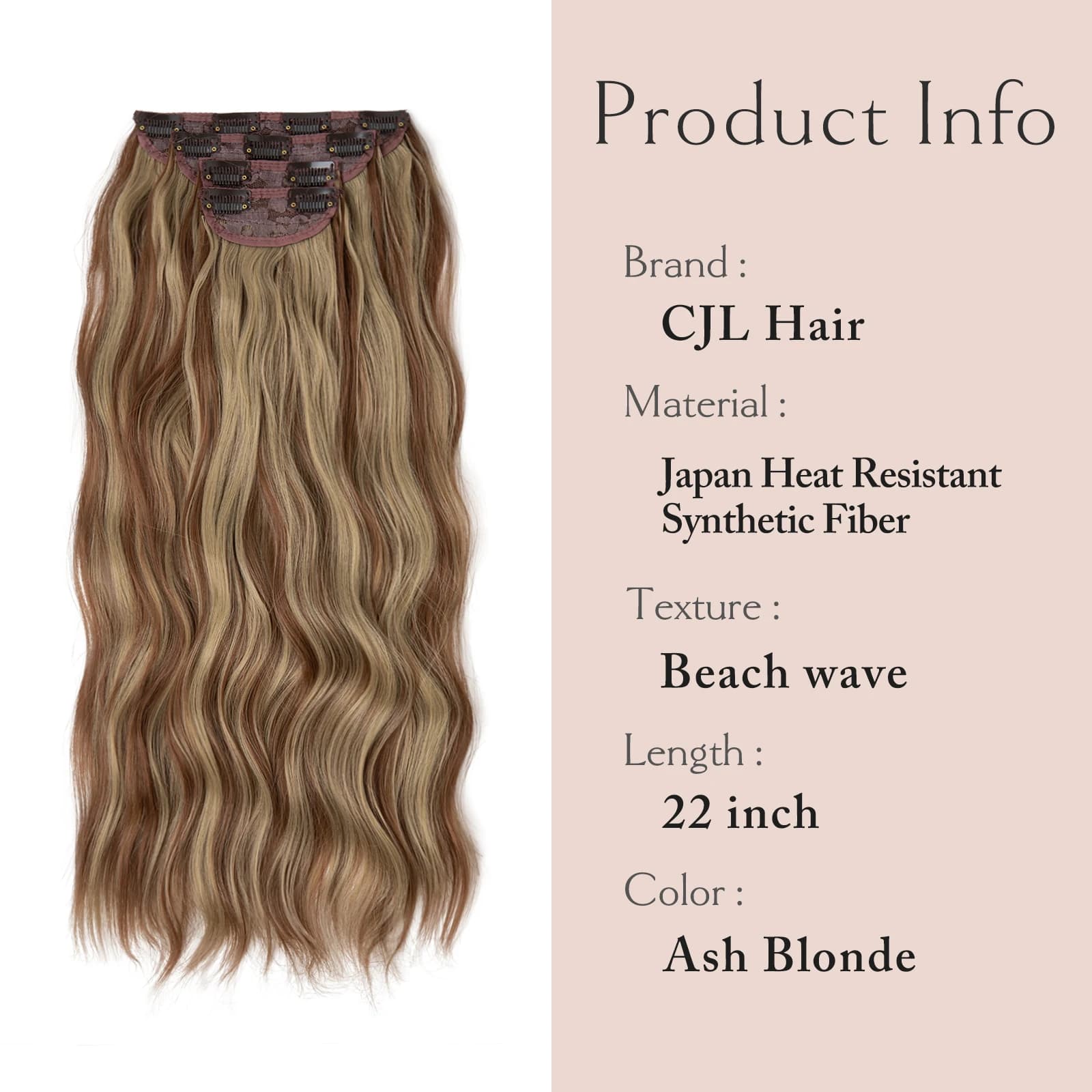 SARLA 4 pièces/ensemble synthétique longue ondulée pince dans les Extensions de cheveux 22 "postiche