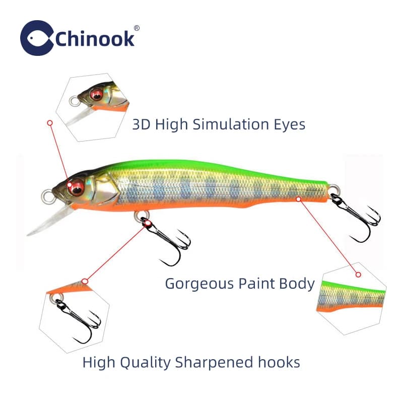 Leurre de pêche Chinook Sinking Suspending Minnow pour truite, 70mm 5g, leurres pour la pêche, swimb
