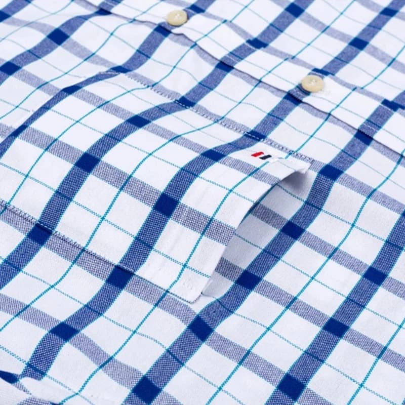 Chemises Oxford d'été 100% coton pour hommes, manches courtes, à carreaux, coupe régulière, douce, r