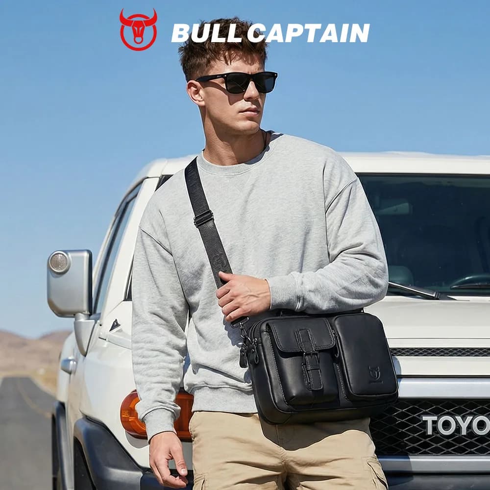BULLCAPTAIN nouveau sac à bandoulière en cuir véritable pour hommes porte-documents pour hommes sac 