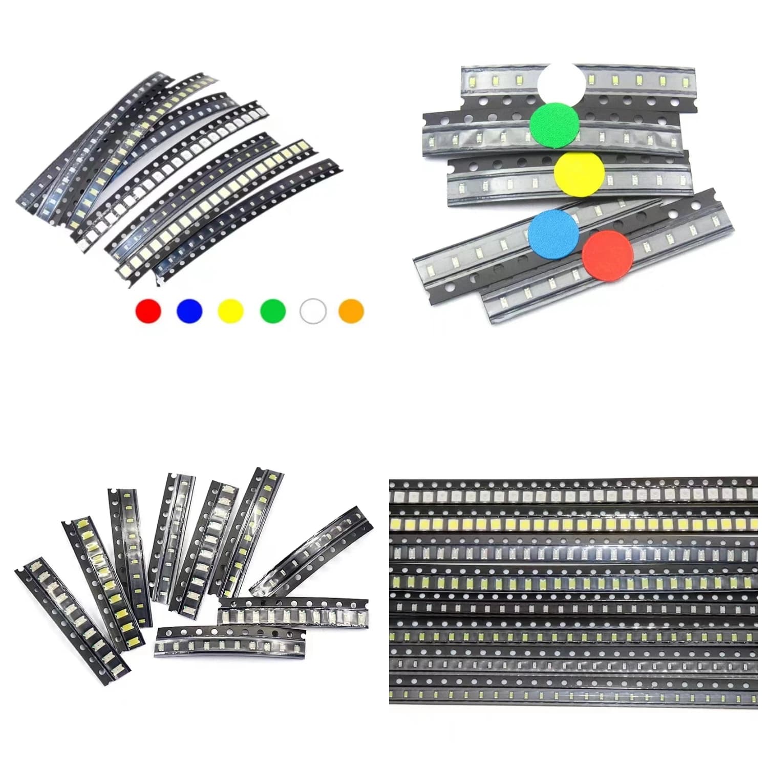 Diode électroluminescente SMD LED, rouge, jaune, vert, blanc, bleu, orange, 0603, 0805, 1206, 3528, 