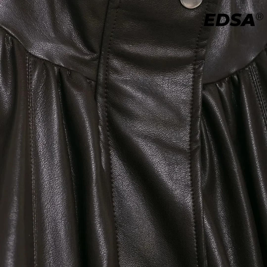 EDSA femmes veste de bombardier en cuir PU manteau pour printemps automne femme côté fermeture éclai